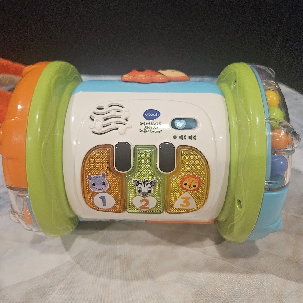 VTech 2-in-1 Roll & Discover Baby Learning Drum Toy Tested Working 2023